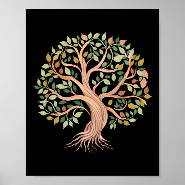 Poster Espiritualidade da Árvore da Vida Yoga Árvore da V (Frente)
