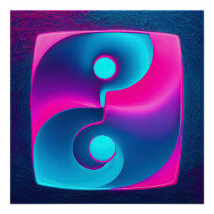 Póster Espiritualidade Radiante: Vibrante Yin Yang Rosa e