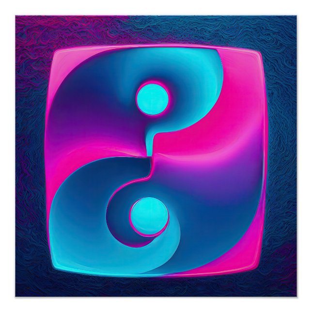 Póster Espiritualidade Radiante: Vibrante Yin Yang Rosa e (Frente)