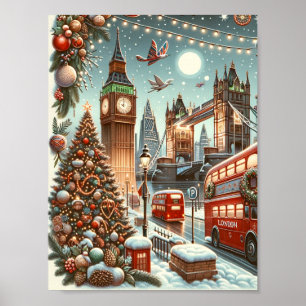 Poster Esplendor festivo de Londres - Carro de Natal vibr
