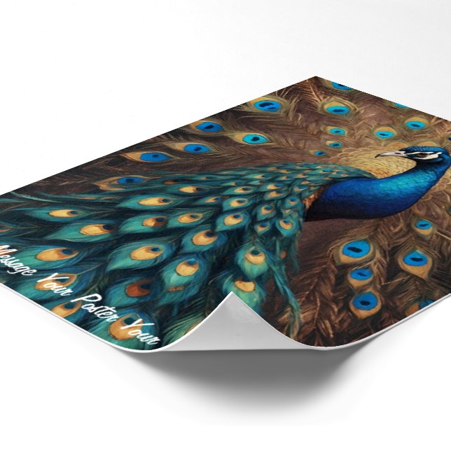 Poster Esplendor Majestoso: O Boho Peacock (Borda)