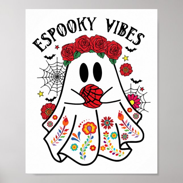 Poster Espooky Vibes Halloween Fantasma Mexicano Concha S (Frente)