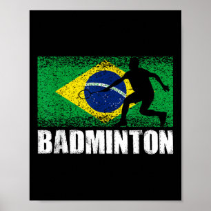 Poster Esporte Badminton, Bandeira Retro Brasil, Brasilei