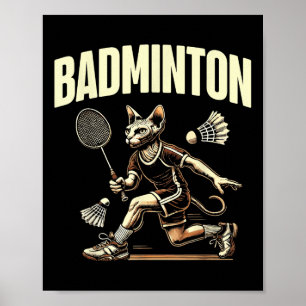 Poster Esporte Badminton Cat Entusiasta Feline Kitten