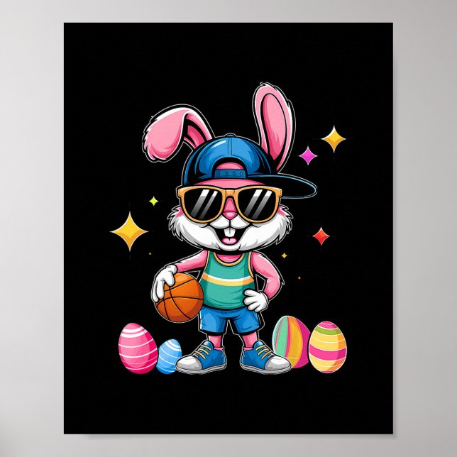 Poster Esporte da Páscoa Coelho da Páscoa Feliz Brincando (Frente)