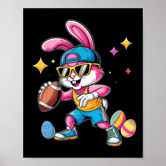 Poster Esporte da Páscoa Coelho Feliz da Páscoa Jogando F (Frente)