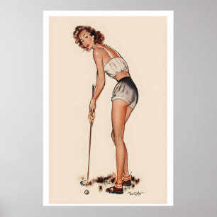Poster Esporte de Golfe Follie Descendo Publicidade Vinta