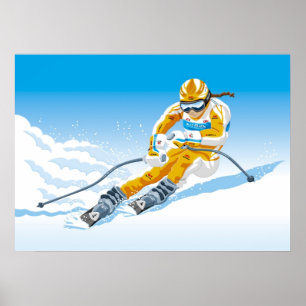 Póster Esporte de inverno em declive fêmea do esquiador
