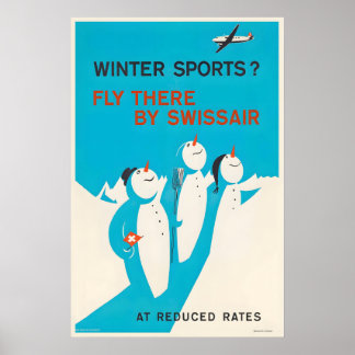 Poster Esporte de Inverno Suíça Voar Para Lá de Avião
