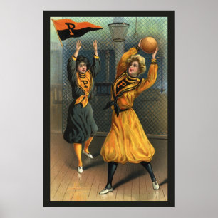 Poster Esportes Antigos, Equipe de Basquetebol Feminino e