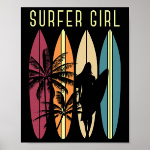 Poster Esportes Aquáticos Surf Meninas Prancha de Surfe S