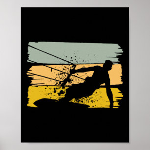 Poster Esportes aquáticos vintage de kite surf, kiteboard