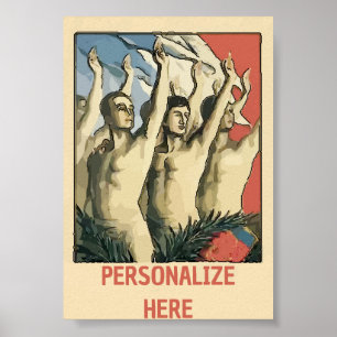 Poster Esportes, Braços para Cima, adicionar texto, Poste