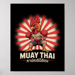 Poster Esportes de boxe de combate de galos Muay Thai