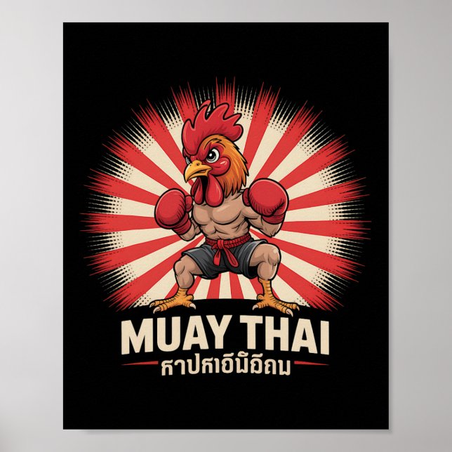 Poster Esportes de boxe de combate de galos Muay Thai (Frente)