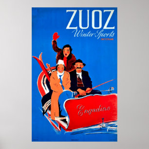 Poster Esportes de inverno em Zuoz, Engadine, Suiça