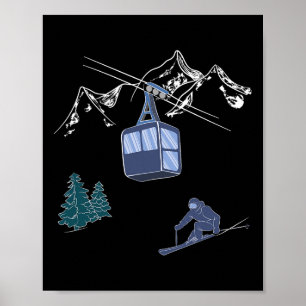 Poster Esportes de Inverno Esqui Cena de Neve Resort de E