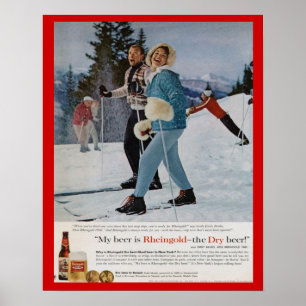 Poster Esportes de inverno Vintage Cerveja Rheingold
