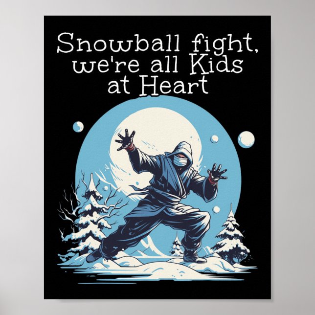Poster Esportes De Neve No Inverno Com Ninjas Para Snowba (Frente)