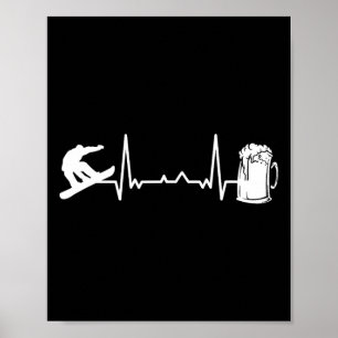 Poster Esportes de Snowboard - Pulsação Ekg Neve