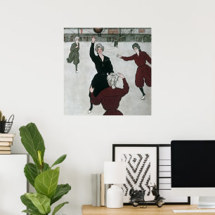 Póster Esportes de Vintage, Jogadores de Basquete Feminin