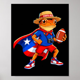 Poster Esportes rã coqui porto rico bandeira futebol rica