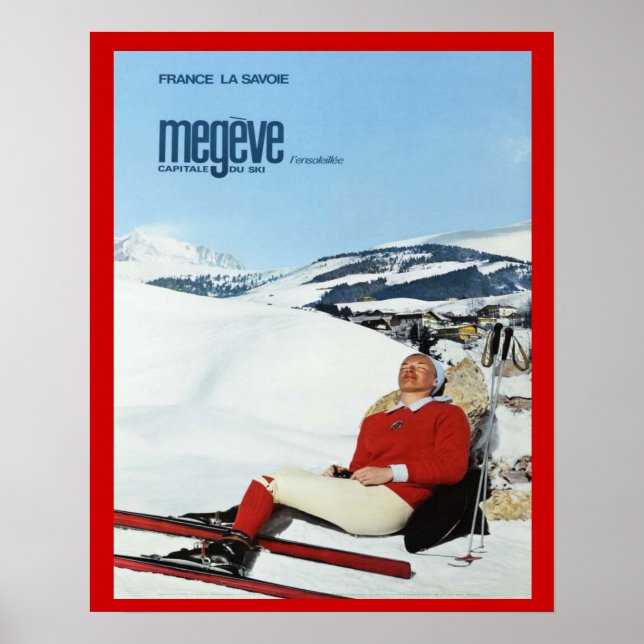 Póster Esportes Vintage Winter, França, Savoie, Megeve (Frente)