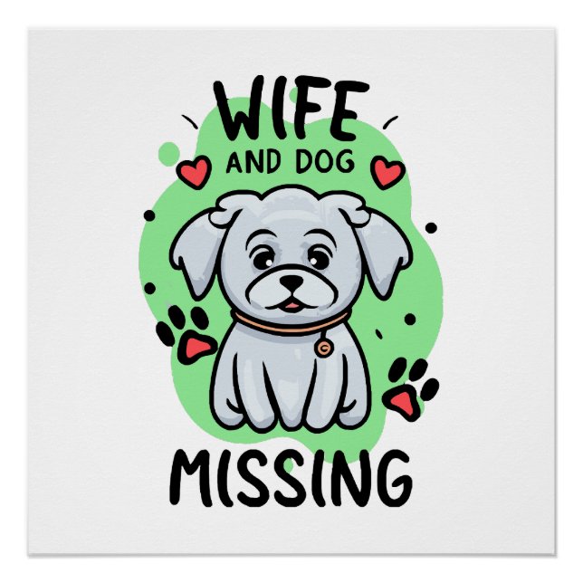 Póster Esposa e Cachorro Desaparecidos (Frente)