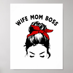 Poster Esposa Mãe Chefe Mensagem Bun Girl Graphic Art