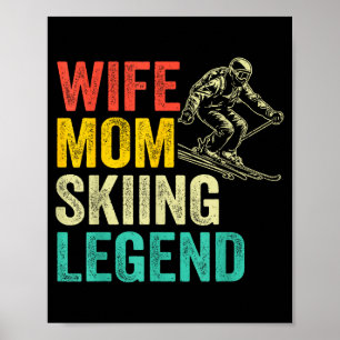 Poster Esposa mãe esqui lendário vintage dia das mães eng