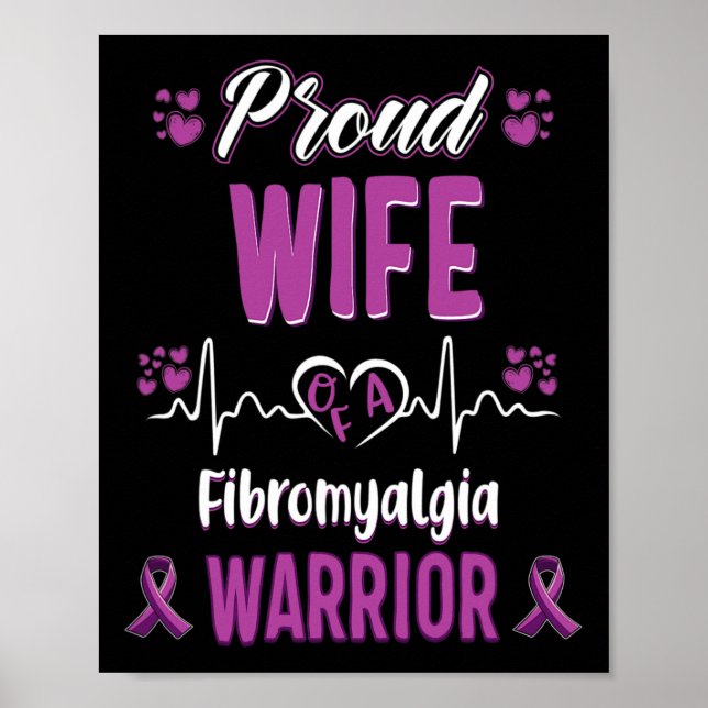 Poster Esposa Orgulhosa Fibromialgia Guerreira Sensibiliz (Frente)