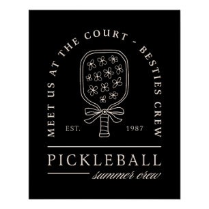 Póster Esposas de verão de Pickleball meninas rico preto 