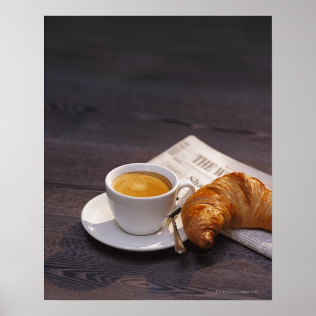 Poster espresso, croissant e jornal (Frente)
