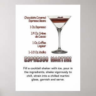 Poster Espresso Martini Cocktail Recebe art 18"x24"