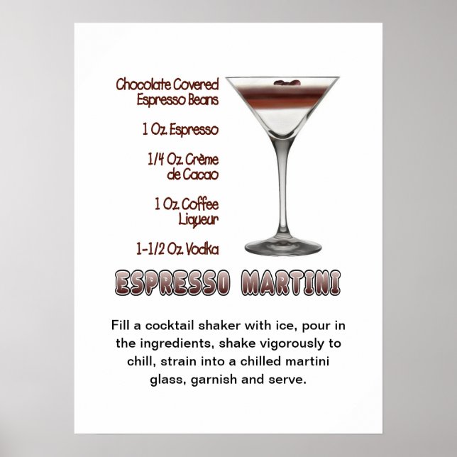 Poster Espresso Martini Cocktail Recebe art 18"x24" (Frente)