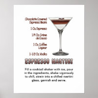 Poster Espresso Martini Cocktail Receita 16"x20"