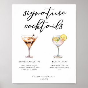 Poster Espresso Martini Lemon Drop Cocktails Menu Casamen