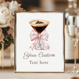 Poster Espresso Martini Pink Coquette Bow Custom Sign