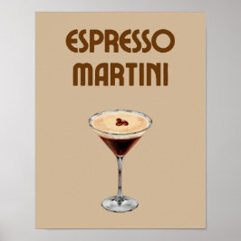 Poster Espresso Martini Retro Tan e Coquetel Marrom