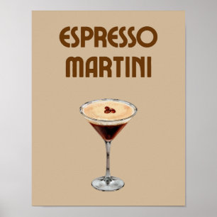 Poster Espresso Martini Retro Tan e Coquetel Marrom
