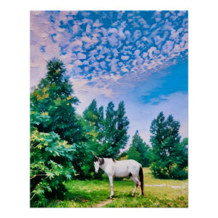 Póster Espuma de Cavalo Branco em Serene Verde