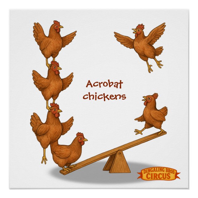 Póster Esquadrão acrobático de Frangos Alegres (Frente)