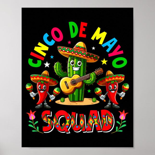 Poster Esquadrão Cinco De Mayo Cacto Mexicano Chapéu Play (Frente)