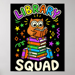 Poster Esquadrão da biblioteca de coruja engraçada amante