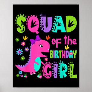 Poster Esquadrão da menina de aniversário saurus rex dino