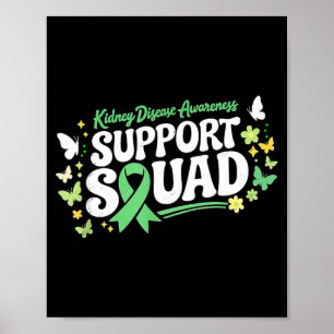 Poster Esquadrão de apoio à fita verde para doença renal