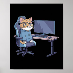 Poster Esquadrão de Gato Gamer Meme Divertido