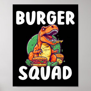 Poster Esquadrão de Hambúrguer T-rex Dinossauro Amantes d