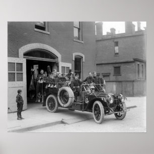 Póster Esquadrão de Incêndio Packard, 1911. Foto Antiga