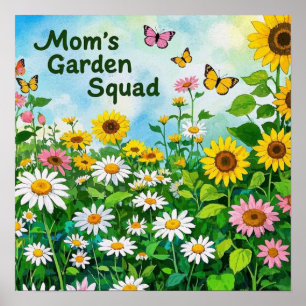 Poster Esquadrão de Jardim Floral dia de as mães